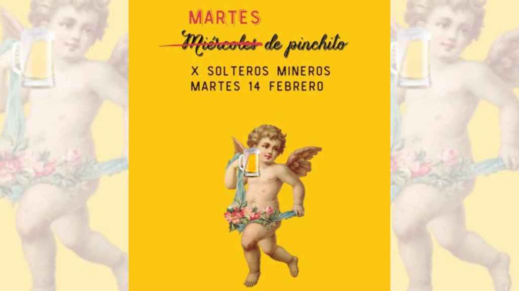 Anuncio de Taberna A Mina del plan para este San Valetín, Martes de pinchito.