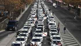 Protesta de los taxis este miércoles en Madrid.