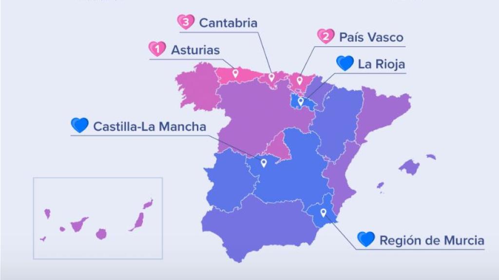 Mapa de las Comunidades Autónomas.