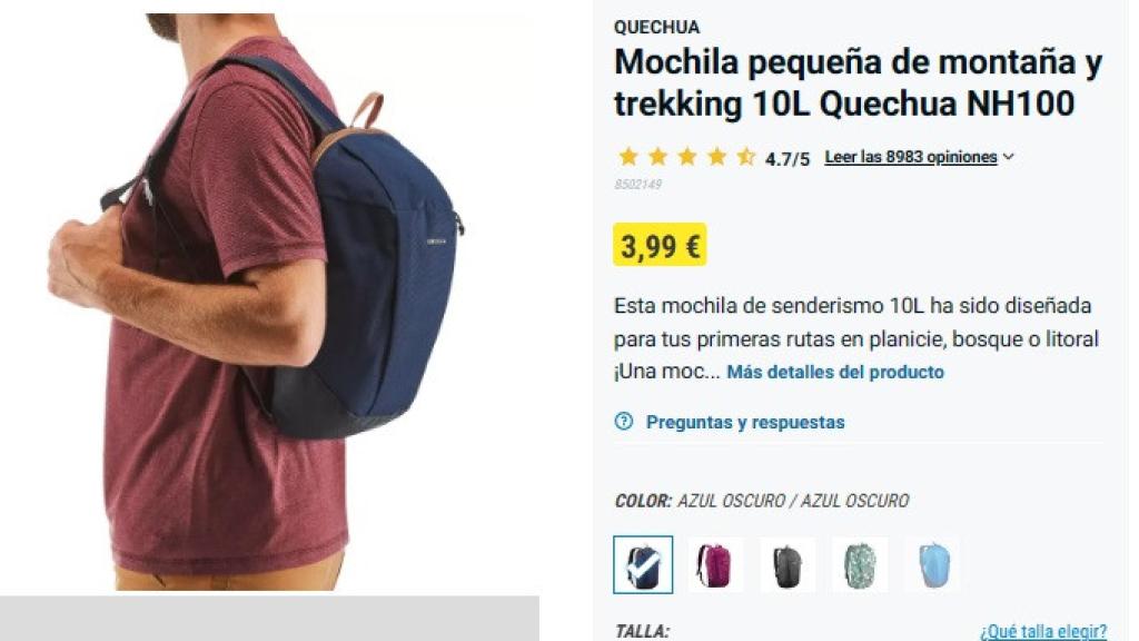 Mochila pequeña de montaña.