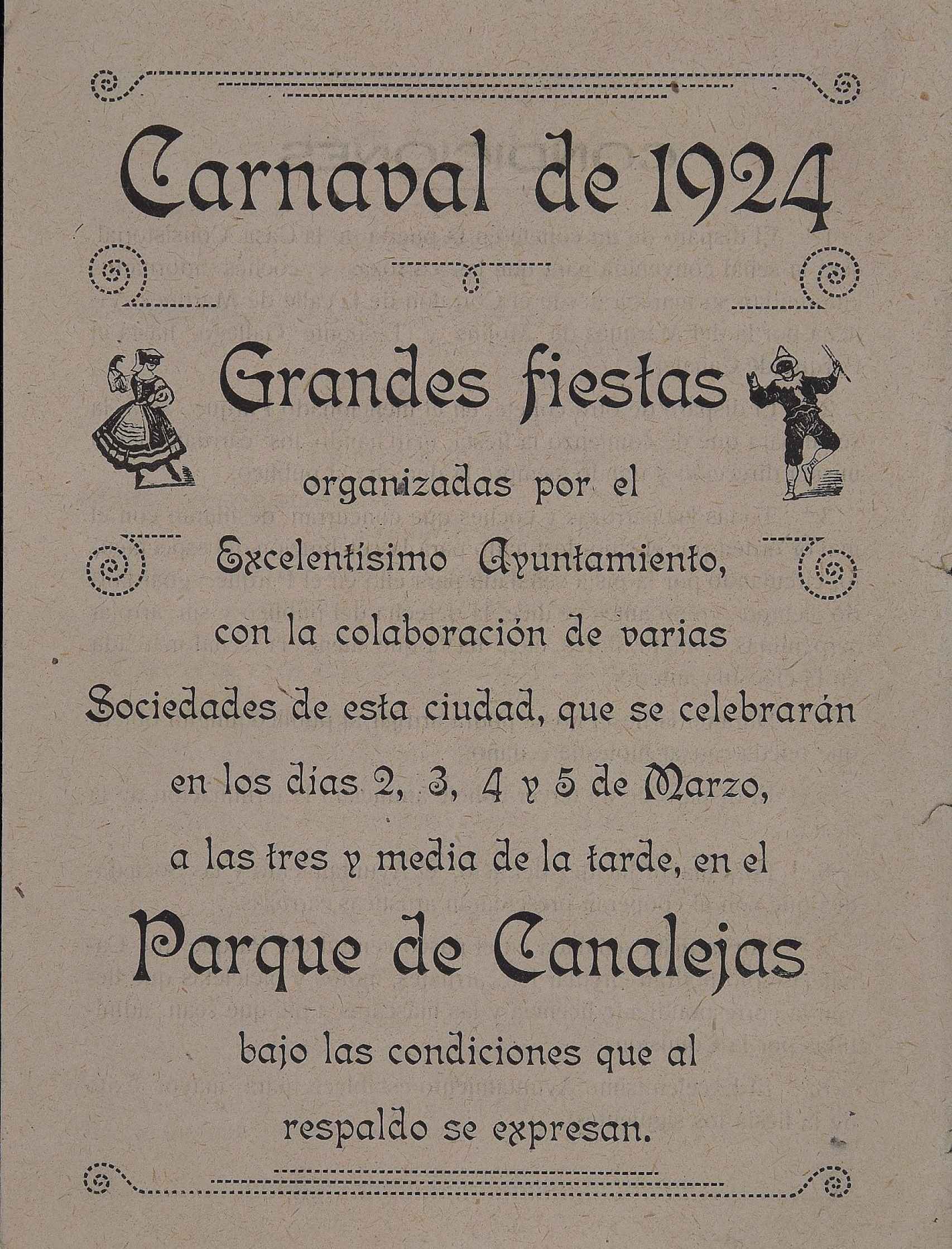 Programa de actividades para Carnaval de Albacete de 1924.