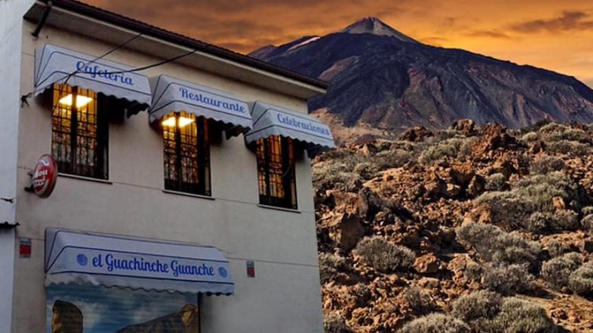 Montaje del restaurante junto al Teide.