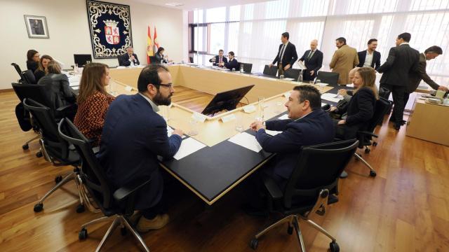 Imagen de la reunión de la Junta de Portavoces, este jueves en las Cortes.