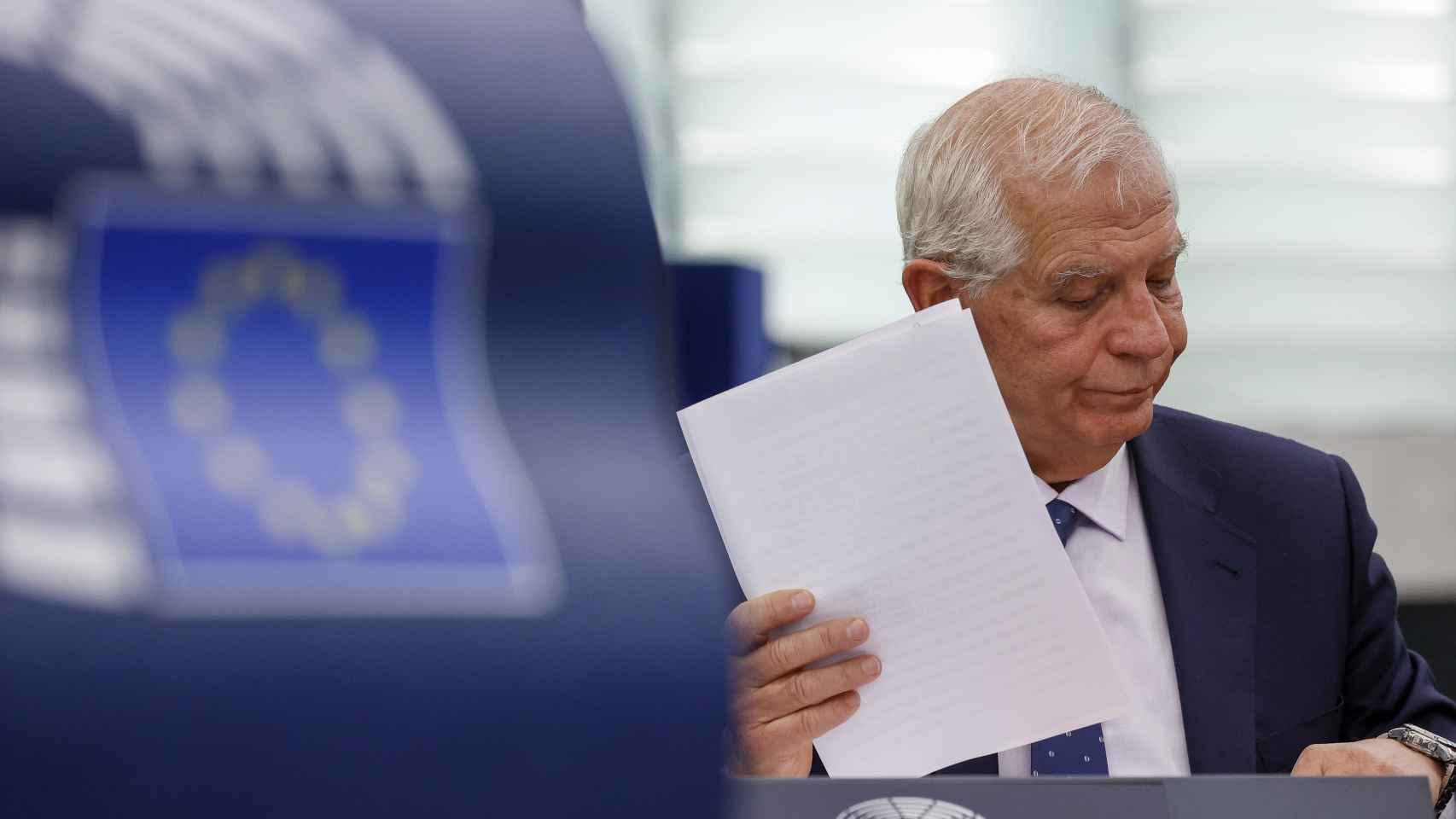 Josep Borrell, Alto Representante de la UE, en el Pleno del Parlamento Europeo de Estrasburgo.