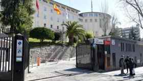 Entrada del colegio San Agustín de Padre Damián, en el distrito de Chamartín, a 16 de febrero de 2023, en Madrid.