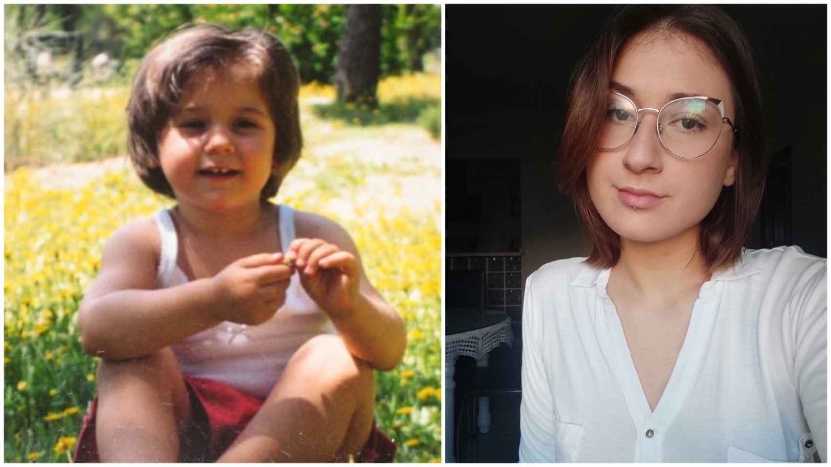 Dos fotografías de Lucía Castro. La primera cuando era pequeña y la segunda es una imagen reciente.