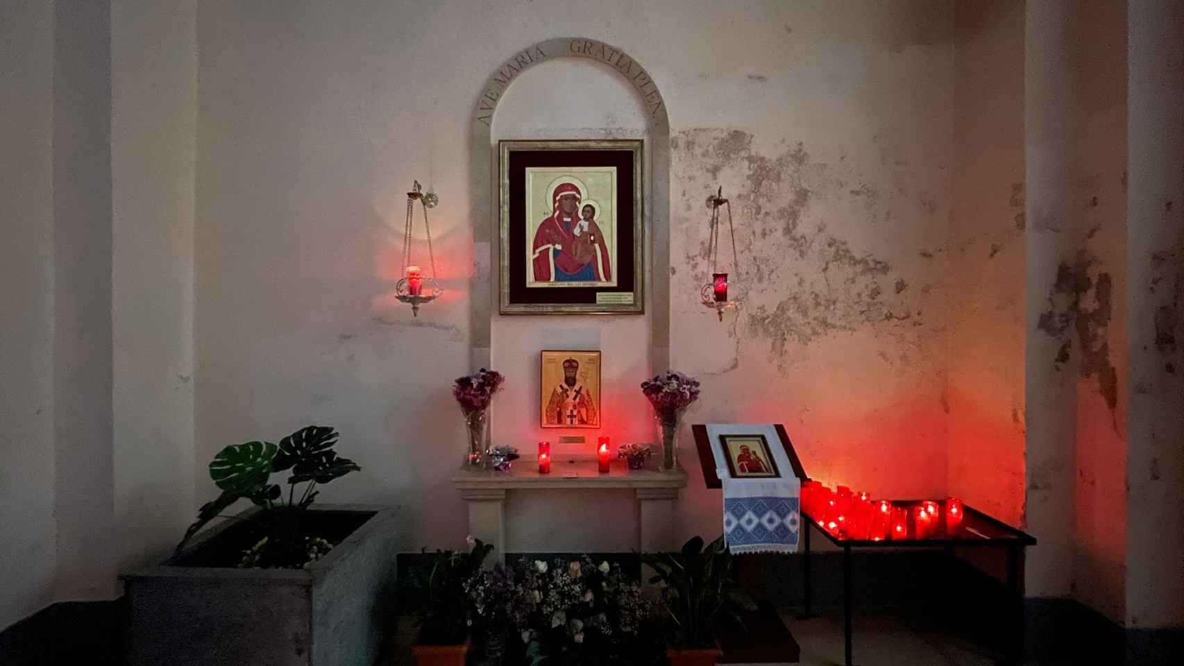 Capilla con iconos ucranianos en la iglesia de Guissona.