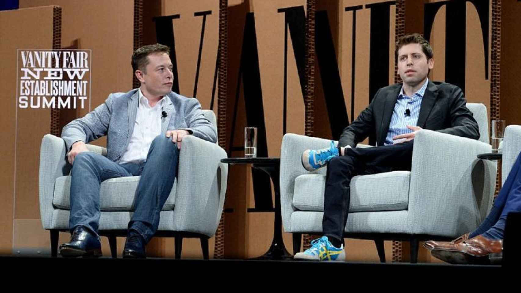 Sam Altman y Elon Musk  en unas jornadas organizadas por Vanity Fair.