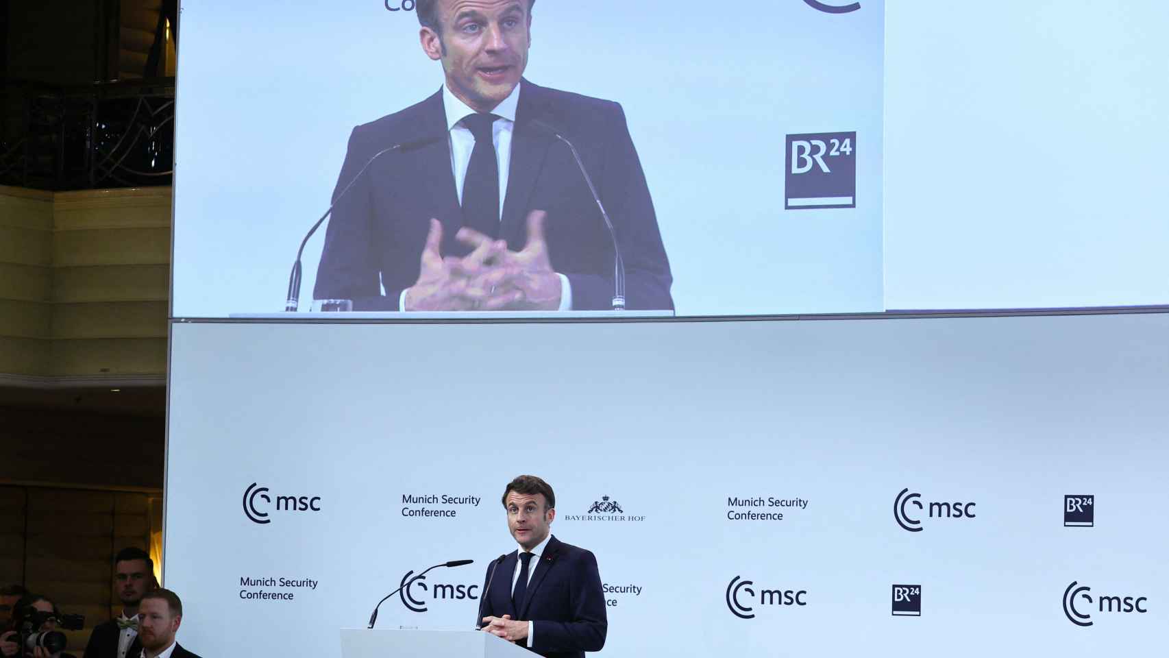 El presidente Emmanuel Macron, durante la Conferencia de Seguridad de Munich