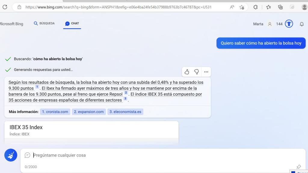 Bing hablando de economía