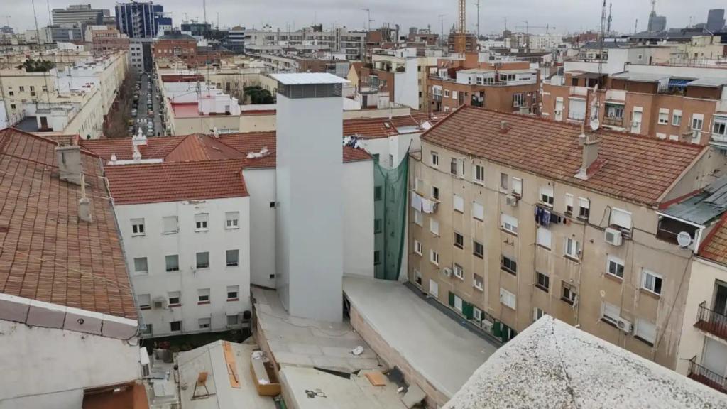 Vista aérea de la chimenea de la macrococina de Prosperidad.