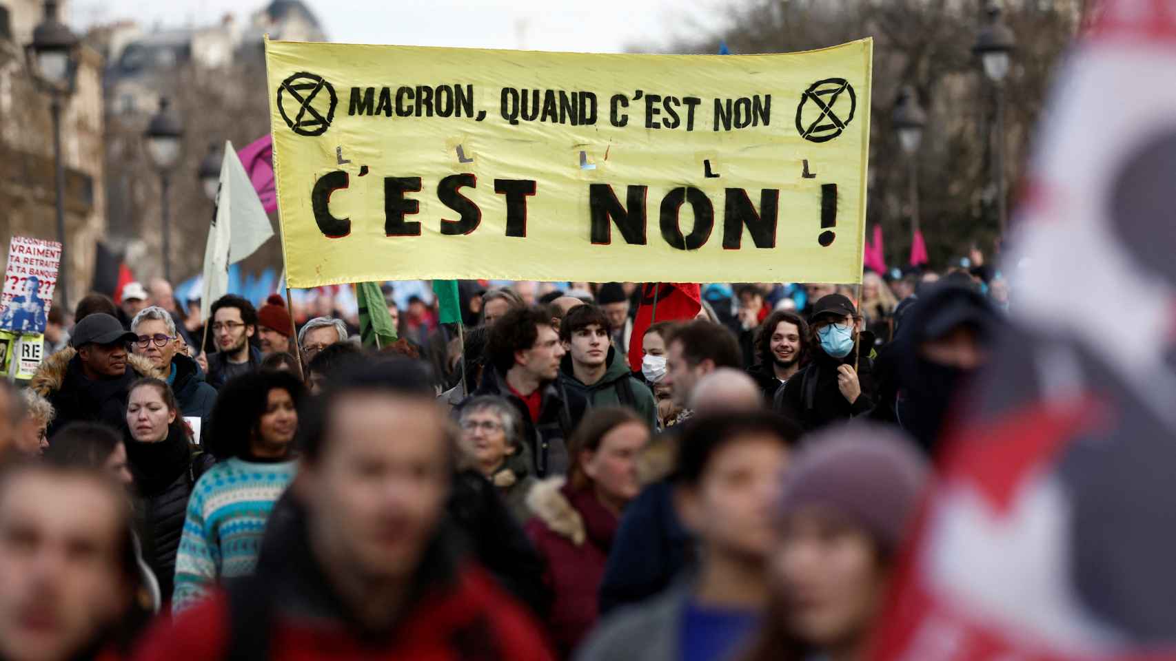 Manifestación en Francia contra la reforma de las pensiones.