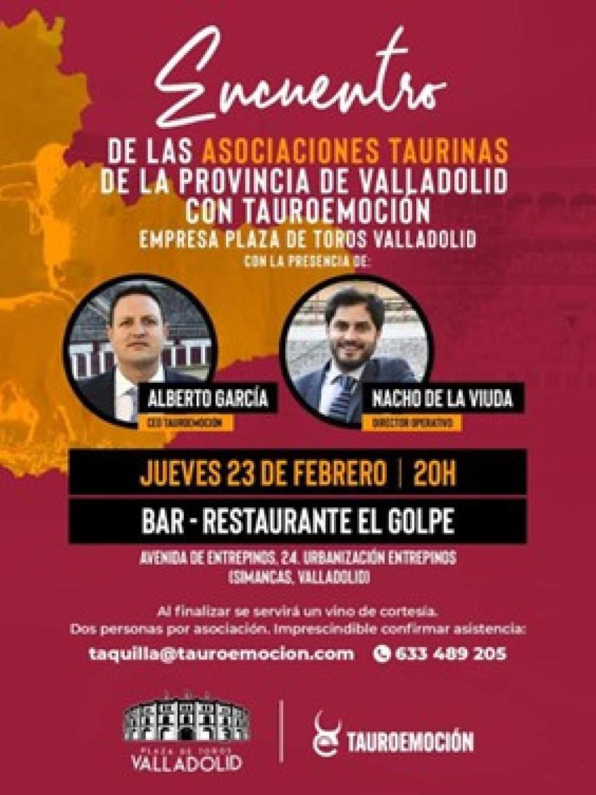 Cartel anunciador del acto de Tauroemoción con las peñas