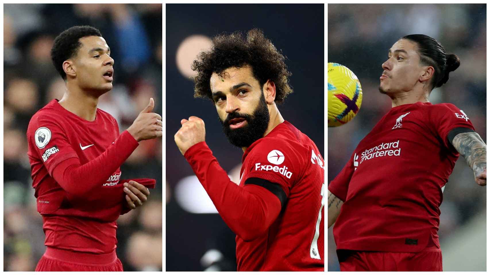 Gakpo, Salah y Nuñez, delanteros del Liverpool