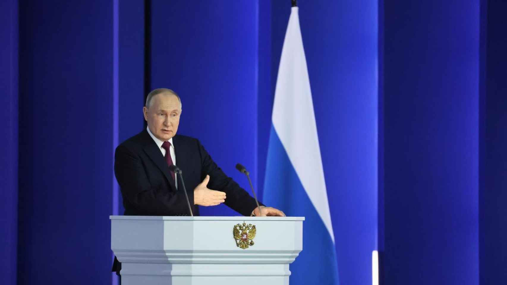 El presidente ruso, Vladímir Putin, durante su discurso a la nación de ayer.