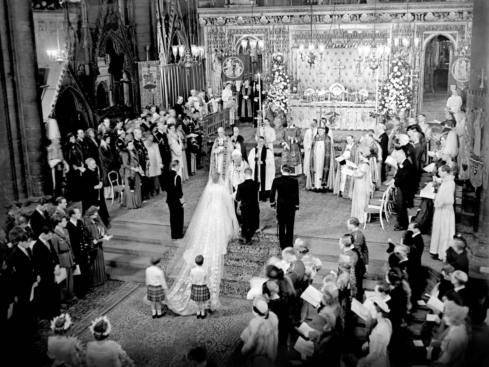 Imagen de la histórica boda entre Isabel y Felipe en la Abadía de Westminster.
