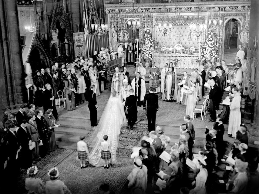 Imagen de la histórica boda entre Isabel y Felipe en la Abadía de Westminster.