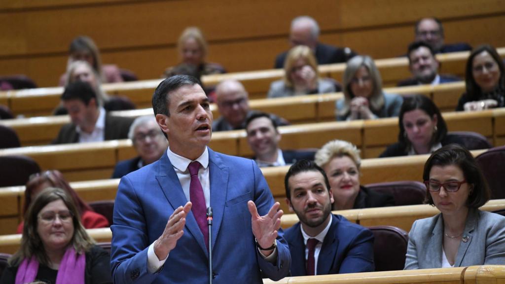 El presidente del Gobierno, Pedro Sánchez, este martes en el Senado.