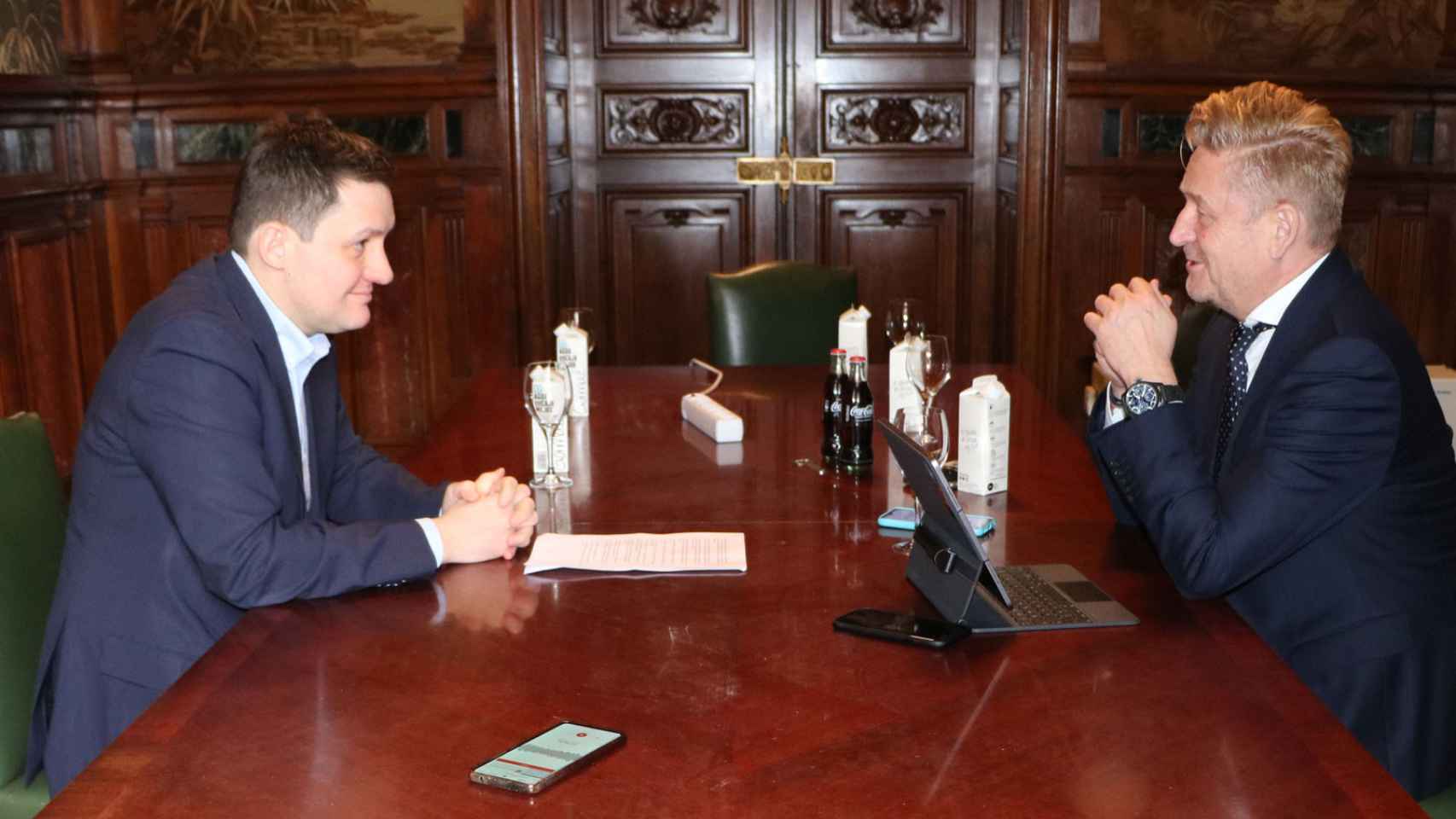 Un momento de la entrevista entre EL ESPAÑOL y Wayne Griffits, presidente de Anfac.