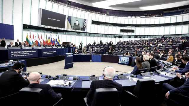 El presidente de Ucrania, Volodimir Zelenski, en el Parlamento Europeo.