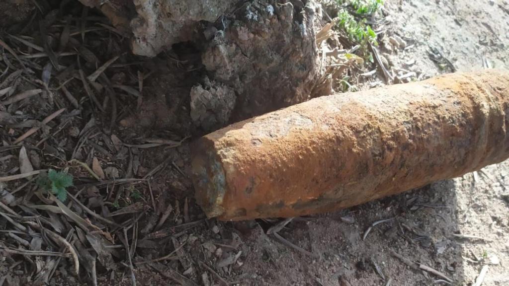 Proyectil de la Guerra Civil hallado en unas obras en Fuenlabrada.