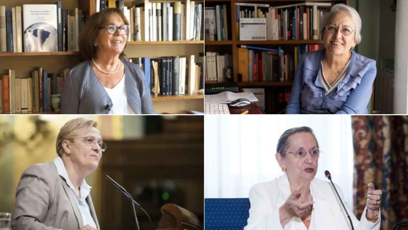 Las promotoras del cónclave (de arriba abajo y de izda. a derecha): Rosa Conde, Matilde Fernández, Ángeles Álvarez y Amelia Valcárcel.