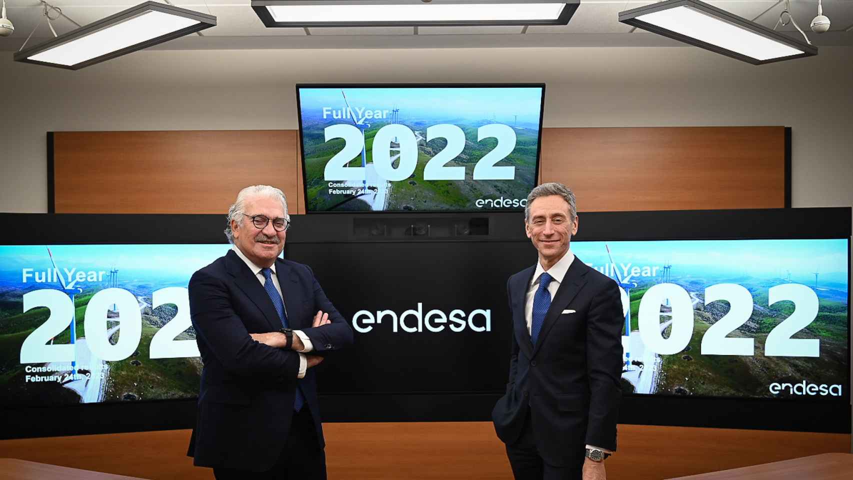 José Bogas, consejero delegado de Endesa (izq.) y Marco Palermo, director general Económico-Financiero (dcha.)