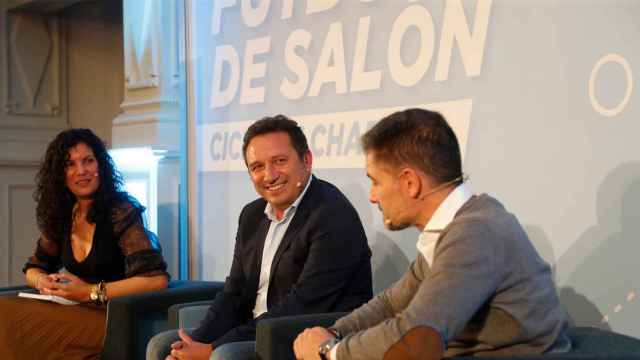 Eusebio Sacristán durante las charlas Fútbol de Salón en A Sede del Celta.