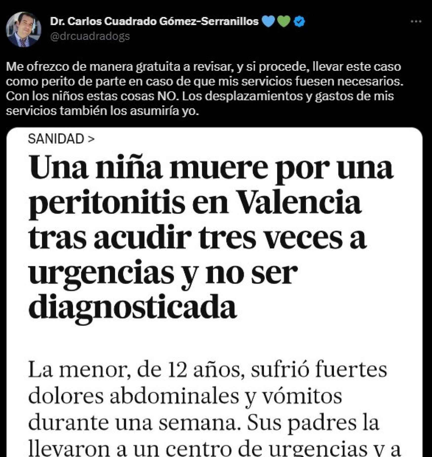 El mensaje publicado en Twitter por Carlos Cuadrado el pasado 11 de febrero.