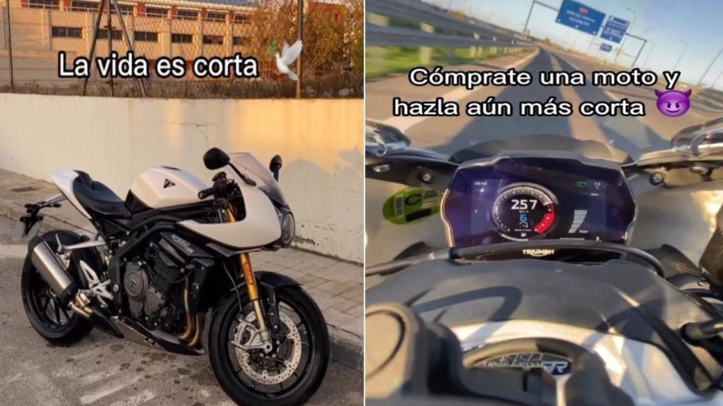 Imágenes compartidas en redes sociales por el motorista que alcanzó los 257 km/h.