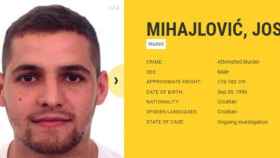 Josip Mihajlovic, el fugitivo croata buscado por la Europol.