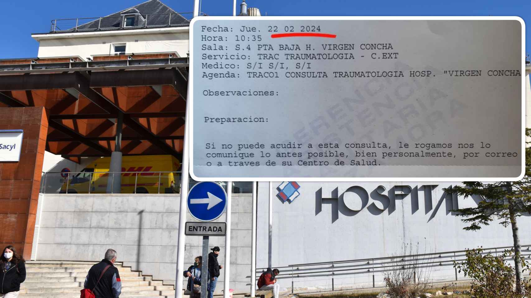 Hospital Virgen de la Concha junto a la citación para 2024
