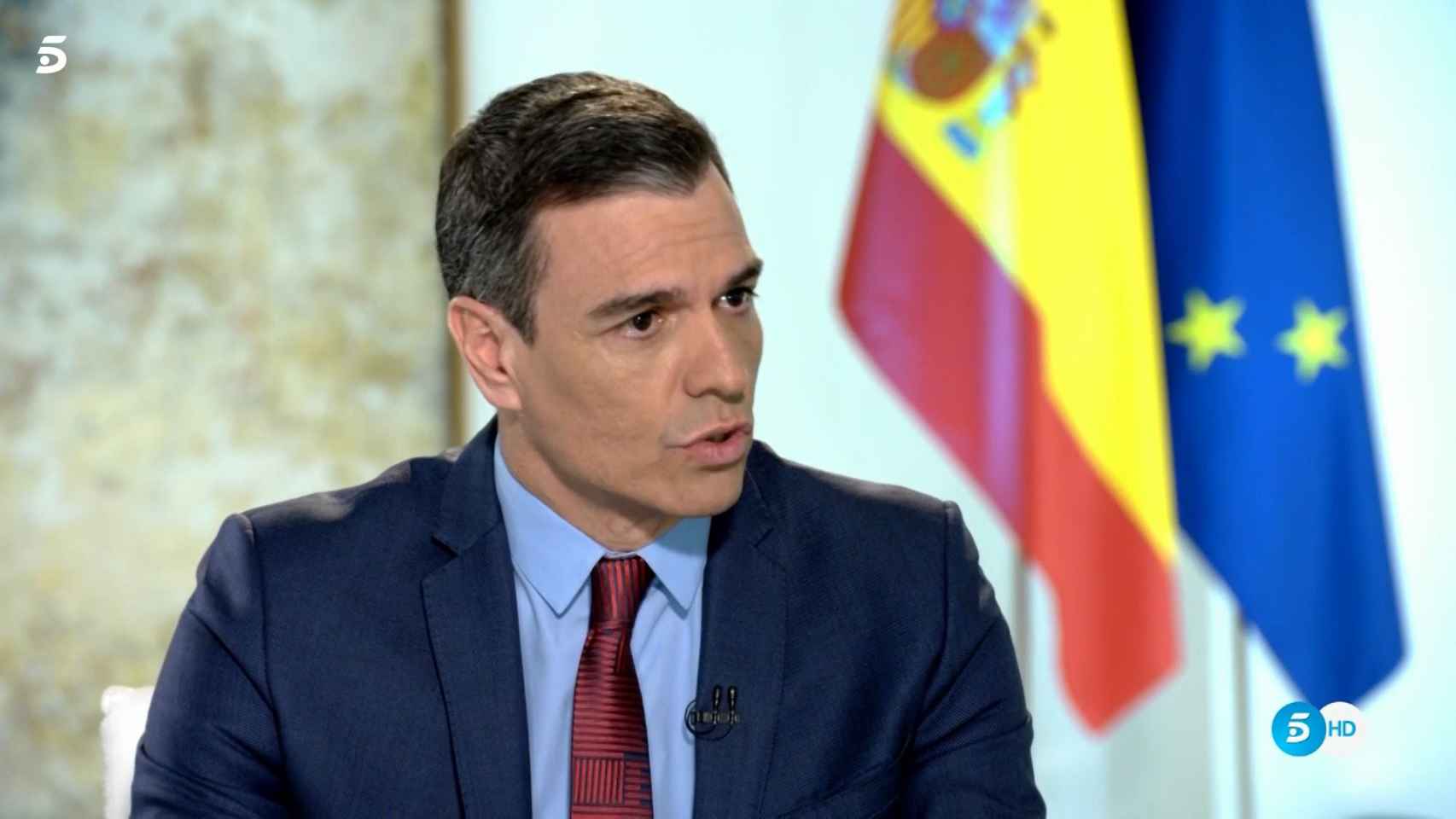 El presidente, Pedro Sánchez, este lunes durante la entrevista.