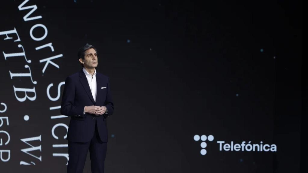 José María Álvarez-Pallete, presidente de Telefónica, en la inauguración del MWC 2023.