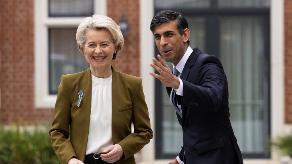 Ursula von der Leyen y Rishi Sunak, durante su reunión de este lunes en el hotel Fairmont de Windsor