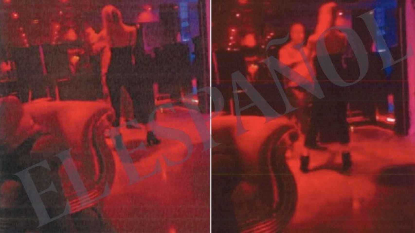 El empresario Raúl Gómez Rojo bailando con una prostituta en un local de Madrid el 8 de abril de 2021.