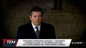 Borja Prado, con gesto serio, a su llegada al cumpleaños de José María Aznar.