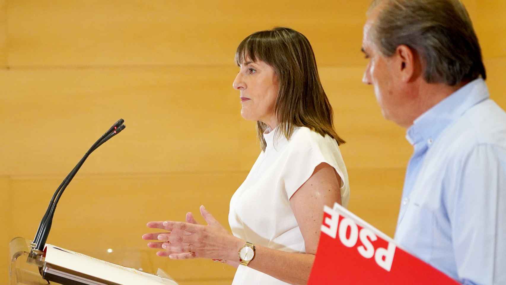 La Secretaria de Función Pública del PSOECyL, Yolanda Sacristán, en rueda de prensa.