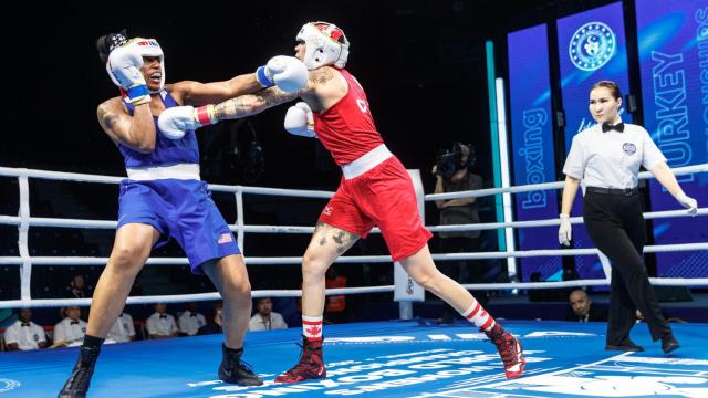 Combate de boxeo durante el último Mundial femenino