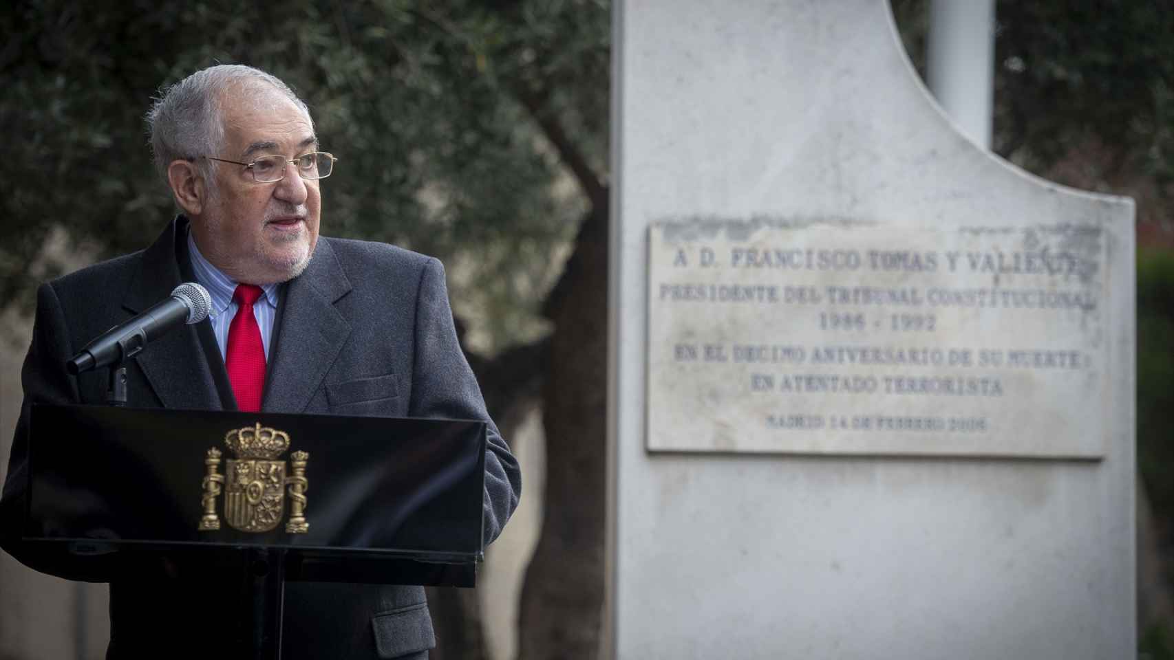 El presidente del TC, el 14 de febrero en el homenaje a Tomás y Valiente al cumplirse el 25 aniversario de su asesinato por ETA./