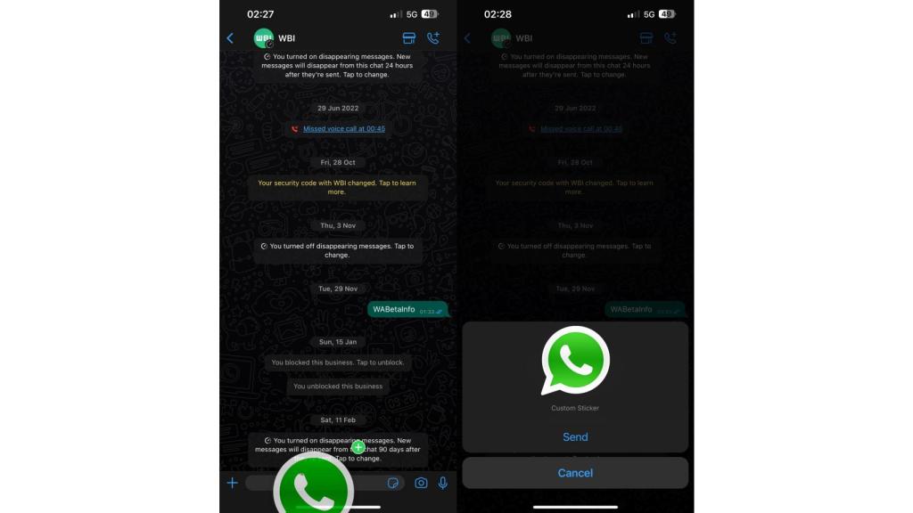 Un sticker personalizado de WhatsApp en iPhone.