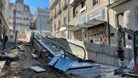 Así están los trabajos en la rampa mecánica de la calle Carral a 28 de febrero de 2023.