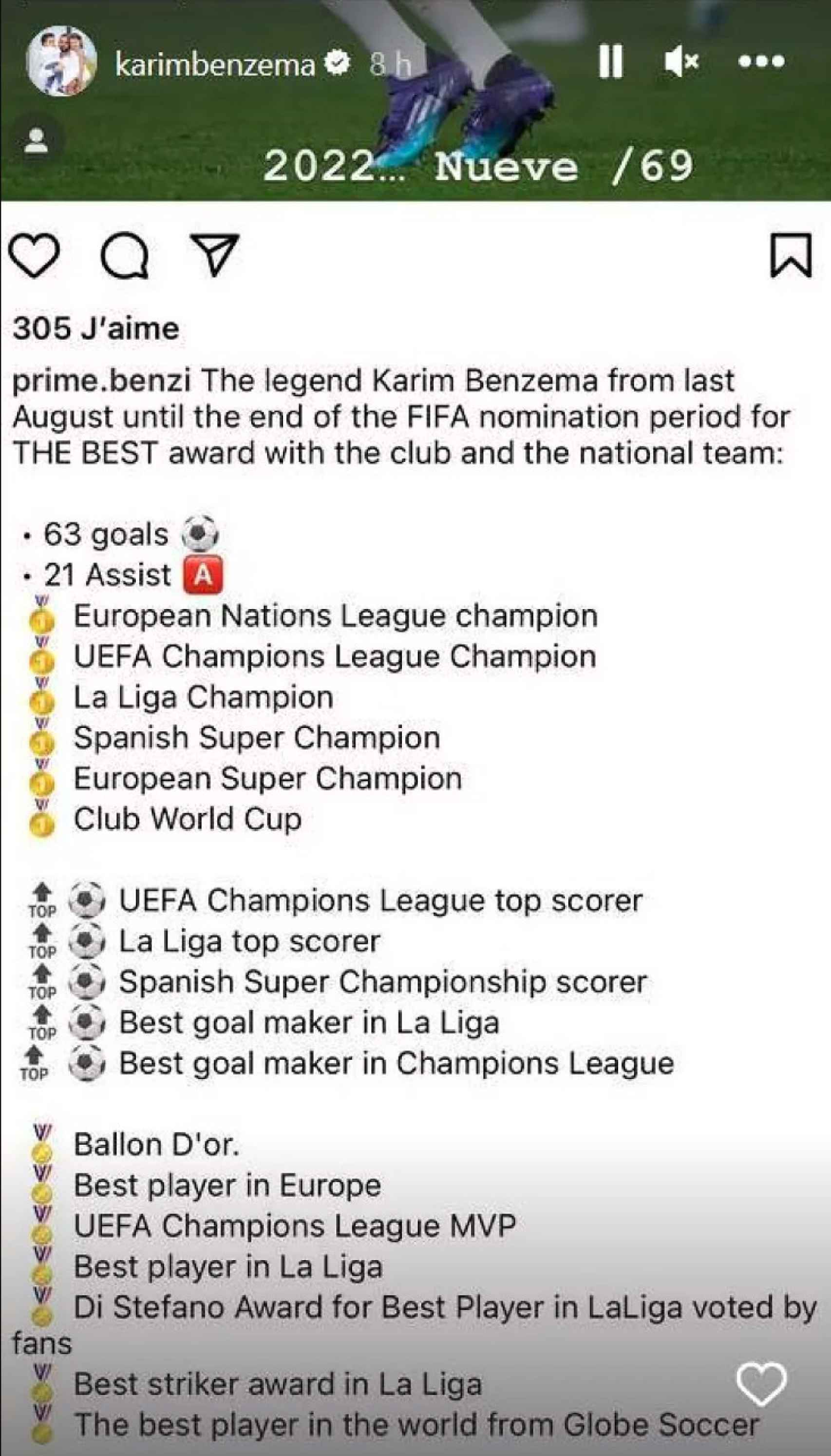 El mensaje de Benzema contra los premios The Best