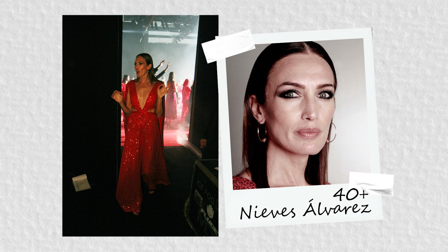 Nieves Álvarez (@officialnievesa). Edad: 48 años (Madrid, 1974). Vestida por Lola Casademunt (@lolacasademunt) by Maite.