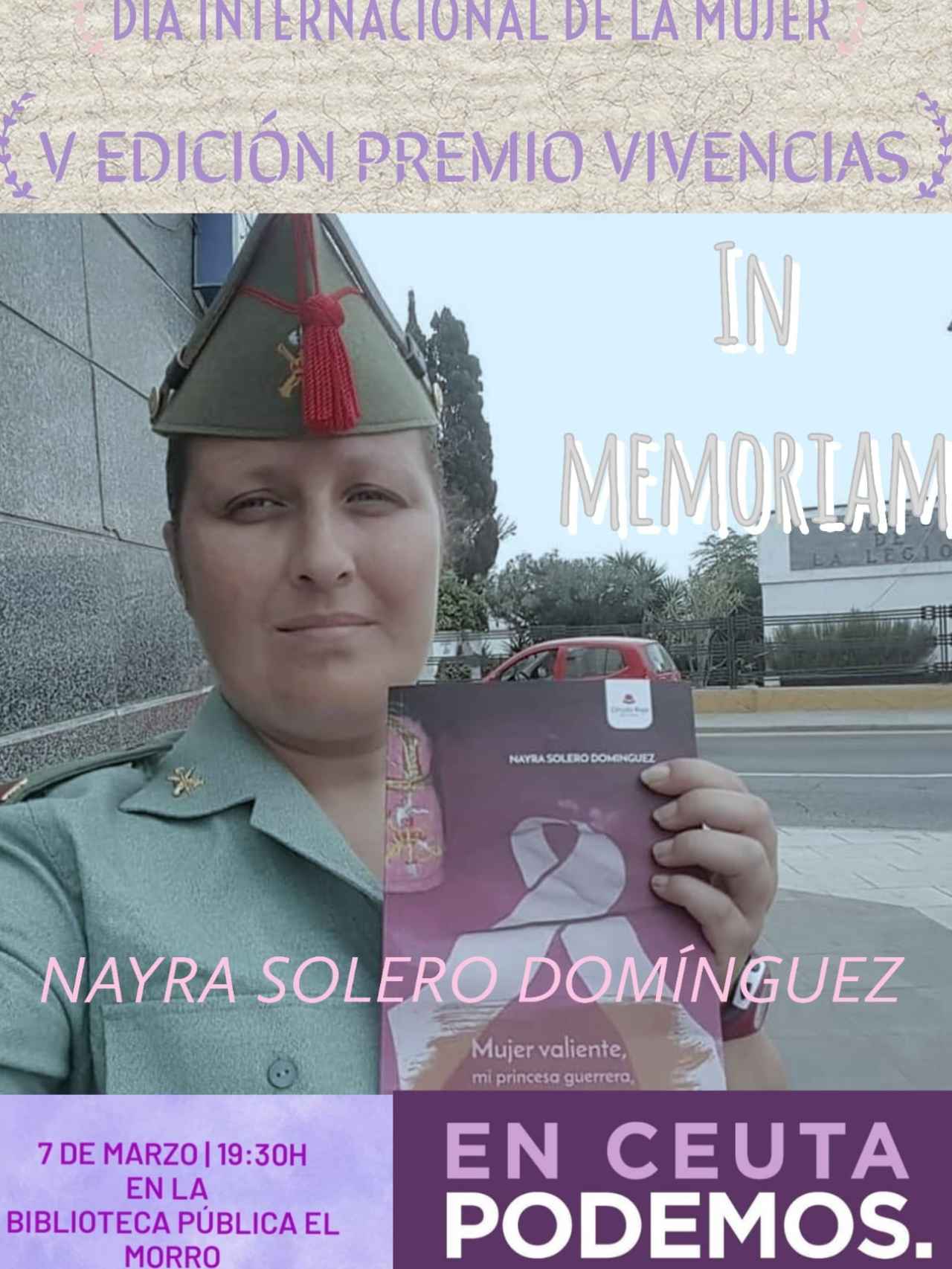 El cartel publicado por En Ceuta Podemos para anunciar el premio a la dama legionaria.