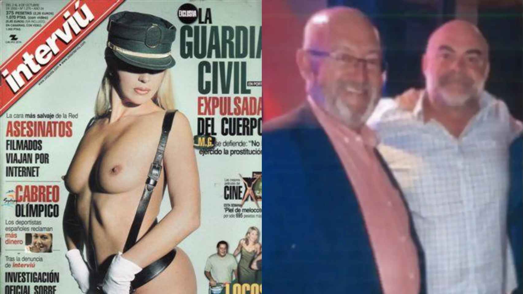 La agente M.G., expulsada de la Guardia Civil en 1997, en la portada de 'Interviú'; y 'Tito Berni' y 'el Mediador' en el club Sombras.
