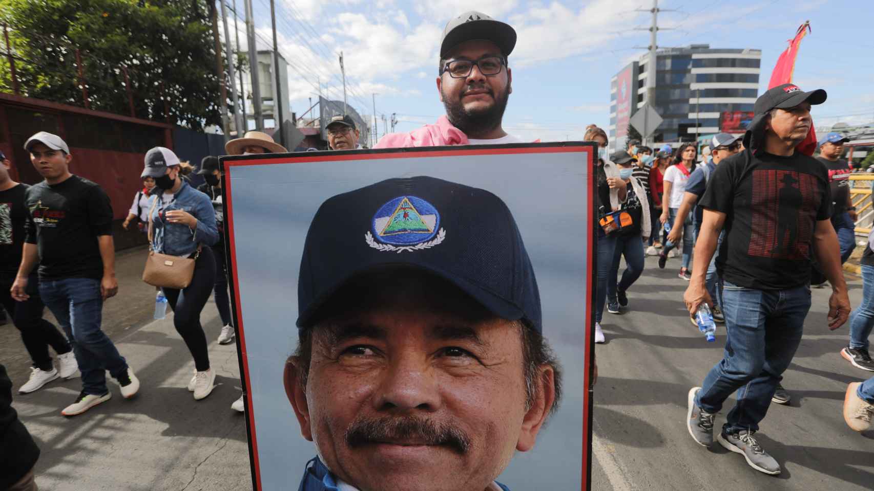 Marcha celebrada en la capital, Managua, a favor del presidente Ortega en febrero de 2023.