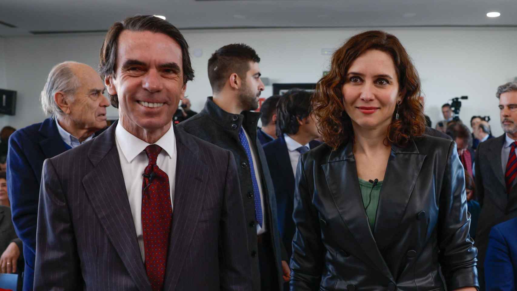 José María Aznar junto a Isabel Díaz Ayuso, este jueves en Madrid.
