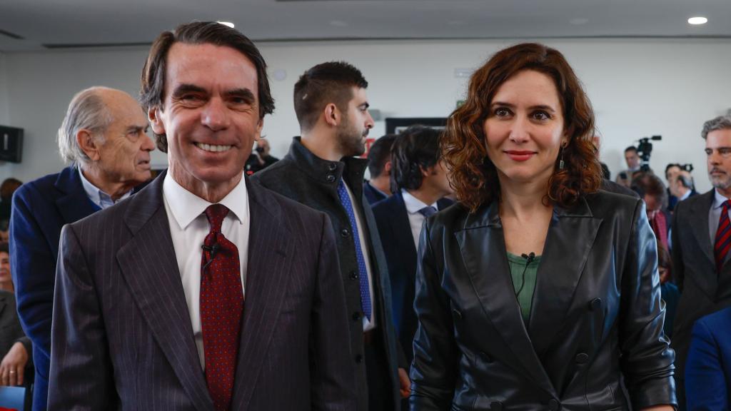 José María Aznar junto a Isabel Díaz Ayuso, este jueves en Madrid.