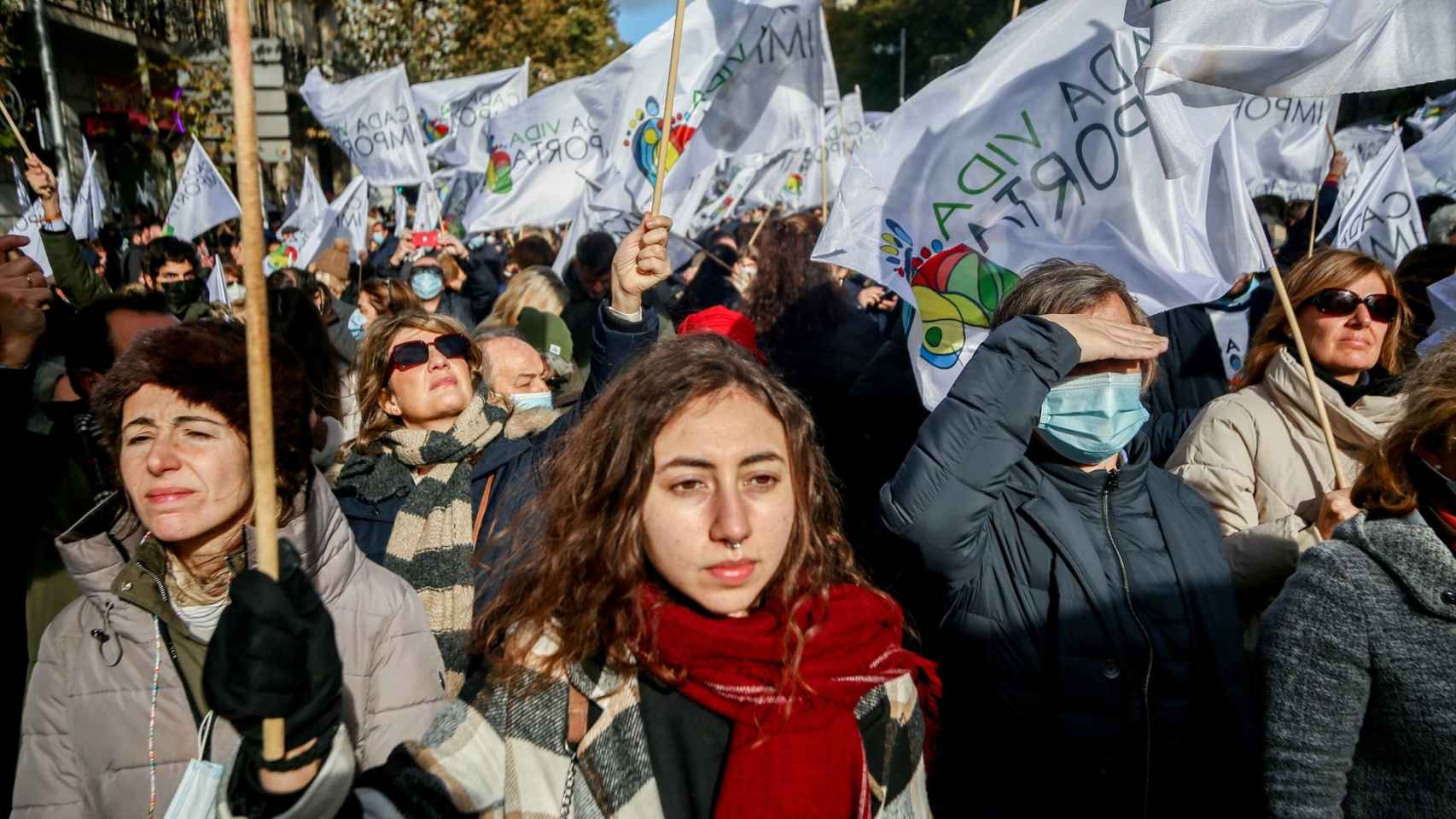 Manifestación pro-vida de la Plataforma Civil Vida Importa el pasado 24 de noviembre de 2021 en Madrid, en oposición a la ley de la eutanasia.